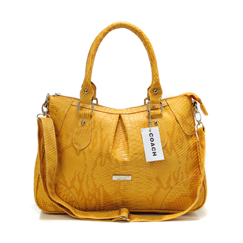 Coach Madison Embossed Medium Yellow Satchels DEM